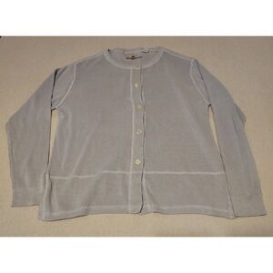 Tommy Bahama Womens Cardigan Sweater Sz S Lt Blue Cotton Silk Blend Button Up HH